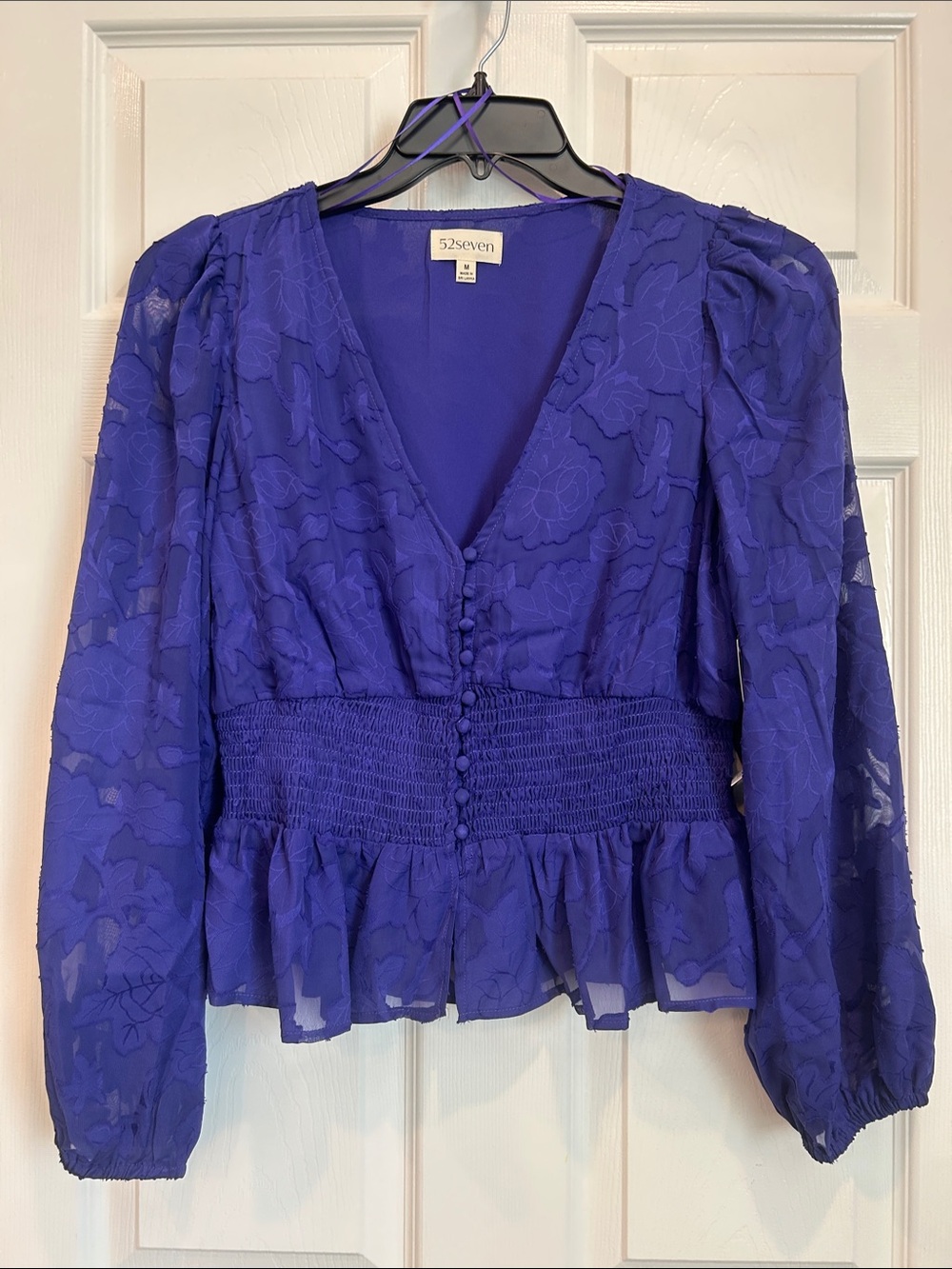 52SEVEN Floral Blouse in Violet Blue - Picture 2 of 10